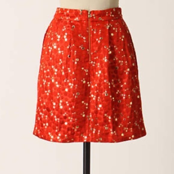 Lauren Moffatt Anthropologie Red Gold Bubble Skirt - Picture 2 of 8